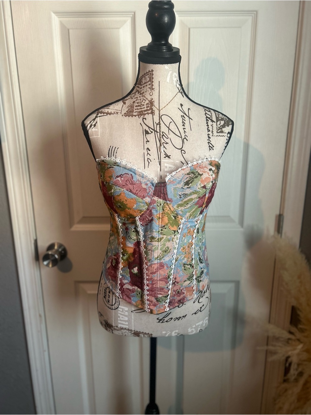 Lizette Collection Strapless Floral Corset Top in Multicolor